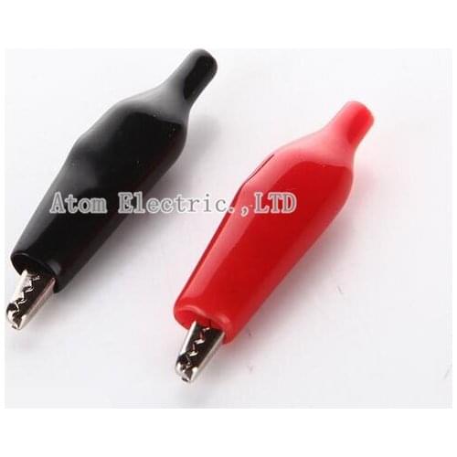 10PCS Metal Alligator Crocodile Clip electrical Clips Probe Meter 35MM Black and Red Color Plastic Boot