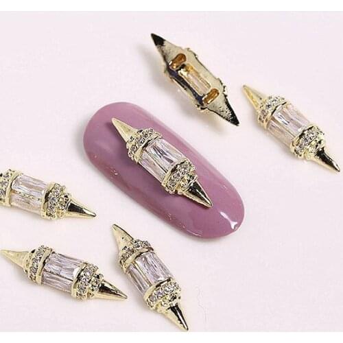 10pcs 3D Alloy Luxury Nail Art Zircon Metal Rhinestones DIY Nails Accessories Professional Supplies Decorations Charms Y47-30