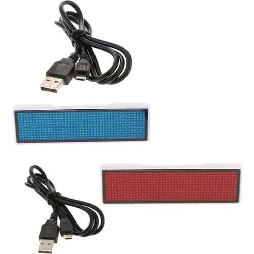 2 pieces LED Name Tag Business Badge Rechargeable Nametag Card for Restaurant Party Bar Luggage Bag Red+Blue