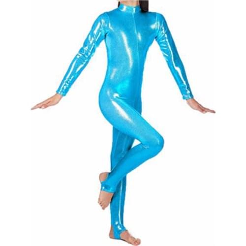 2021 Newest Dancetree Leotardo de gimnasia de manga larga para niños y adultos, mono de baile brillante, para escenario