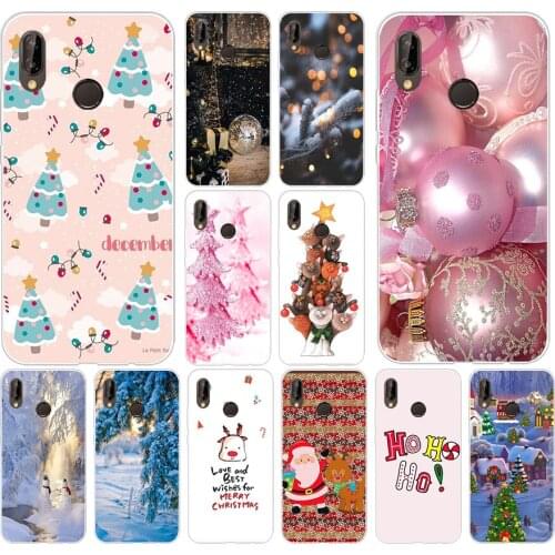 35S Christmas and New Year 3 Soft Silicone Tpu Cover phone Case for Huawei P20 P30 Pro Mate 10 20 lite