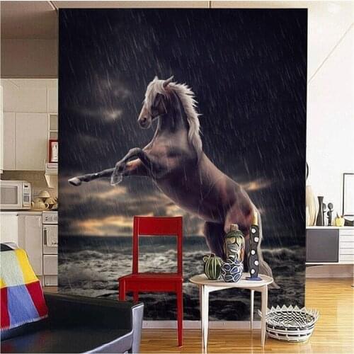 The custom 3D murals, Horse in the rain artistic background ,living room sofa TV wall bedroom wall paper