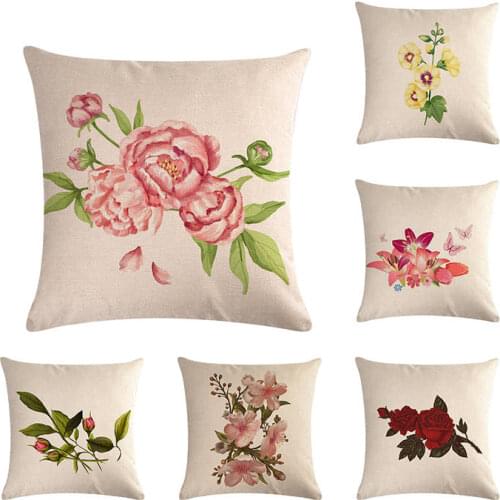 45x45cm Vintage style Decorative throw pillow cover case Flowers cotton linen retro cushion cover for sofa home decor ZY605