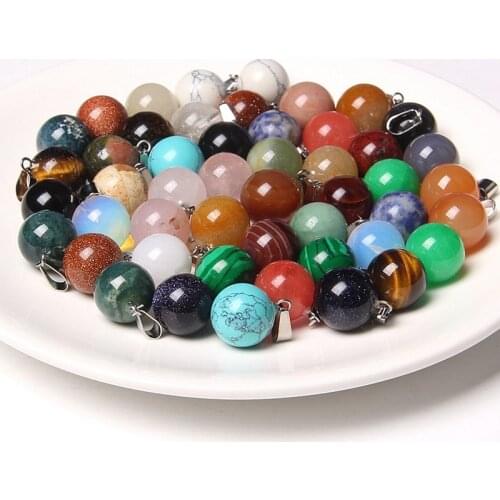 5pcs Spherical natural stone Pendants round Aventurine agates Jades bead Pendant for women Jewelry Making necklace earring 14mm
