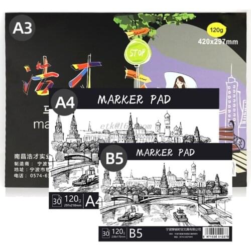 A3/A4/B5 Drawing Paper Pad Notebook Sketch Book for Marker Art Paiting Diary Student Gifts 30 Sheets