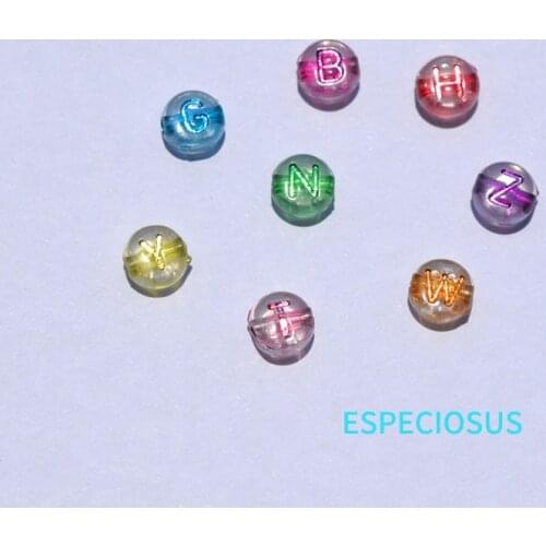 DIY Jewelry Accessory Transparent Letter Beads Acrylic Round Shape Glittering Words Spacer Mix Color Bracelet Making Departments
