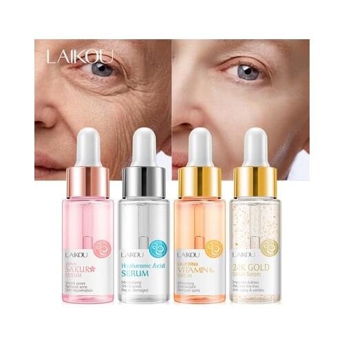 LAIKOU 24K GOLD Face Cream Vitamin C Whitening Moisturizing Hyaluronic Acid Snail Essence Sakura Face Serum Skin Care