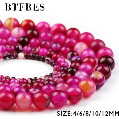 BTFBES AAA Rose Stripe Banded Carnelian Beads Natural Stone 4/6/8/10/12MM Onyx Round Loose Beads For Jewelry Bracelet Making DIY