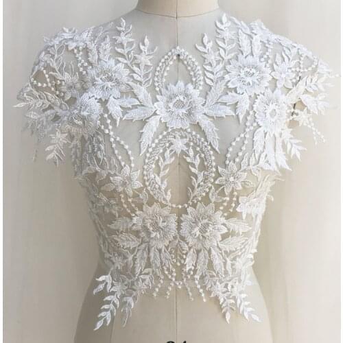 New Fashion Beading Embroidery Lace Patch Can Be Used for Wedding Dress Decoration DIY Clothing Accessories 48*53CM RS1759