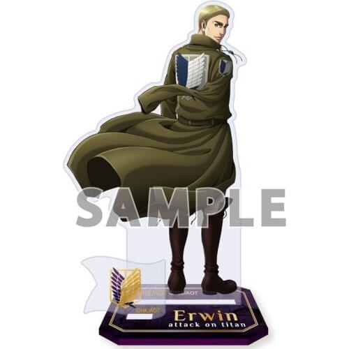 Hot Japan Anime Attack on Titan Erwin Smith Levi Ackerman Eren Jaeger BL Stand Figure Model Plate Desktop Toy Decor Cosplay