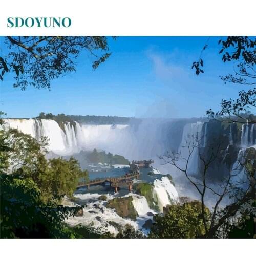 SDOYUNO Oil Paint By Numbers DIY Night Scenery Painting By Numbers On Canvas 60x75cm Frame Landscape Hand Painting Home Decor