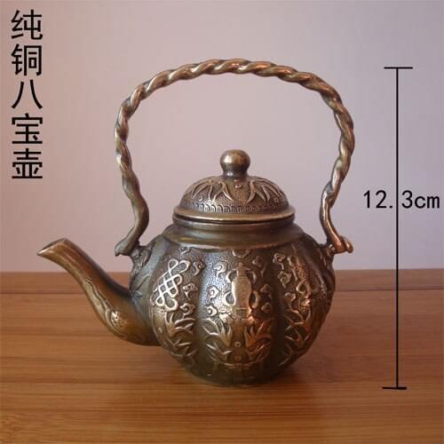 Copper kettle wind Babaohu brass trumpet antique old pot teapot copper ornaments