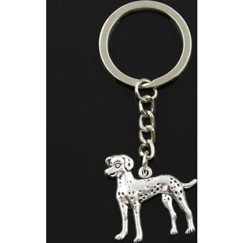 Fashion Keychain 30x29mm Spotted Dog Dalmatian Pendants DIY Men Jewelry Car Key Chain Ring Holder Souvenir For Gift