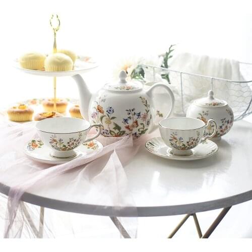 Royal Garden Tea Cup Saucer Set Tableware Teapot Dessert Stand Plate Noodle Bowl Salad Plate Soup Spoon Household Dinnerware Set