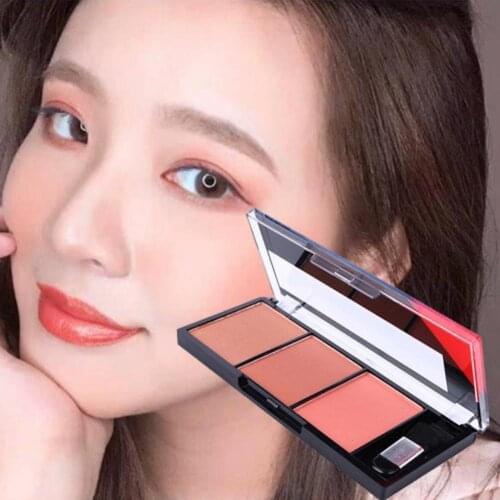 3 Colors Face Blush Combination Plate Powder Palette Cosmetic General Natural Brightening Gorgeous Color Rouge Eyes C0J3