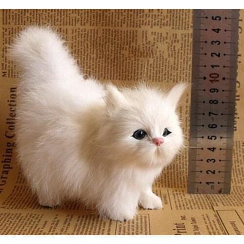Novelty Simulation Cat Toys Fur Dolls Animal Model Gift for Kids Children Creative Home Decoration Ornament