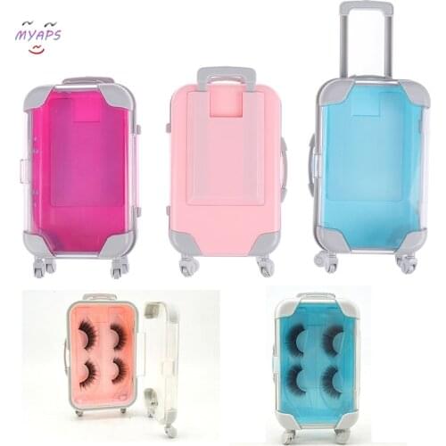 New Arrival 1PC Eyelashes packaging box luggage/candy lashes suitcase luxury mink lashes packing case empty
