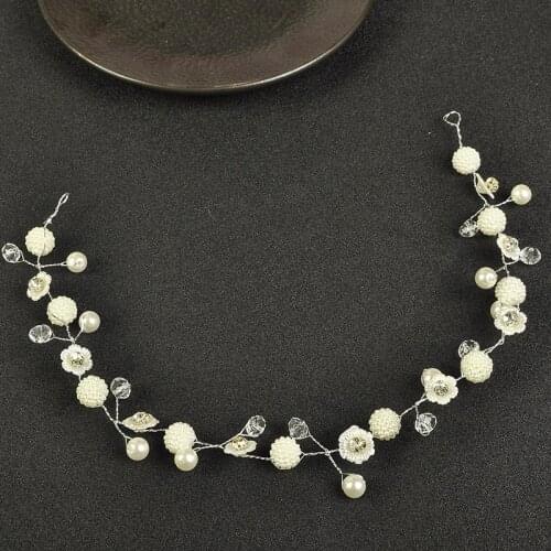 New Arrival Flower Silver Color Headbands Wedding Hair Jewelry Accessories Handmade Pearl Head Decoration Crystal Hair Ornament
