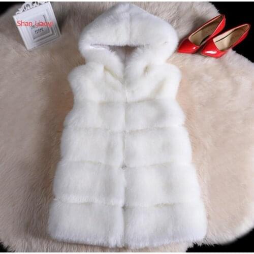 New fur vest hooded imitation fox fur long Korean version fur vest outside wear slim slimming jacket