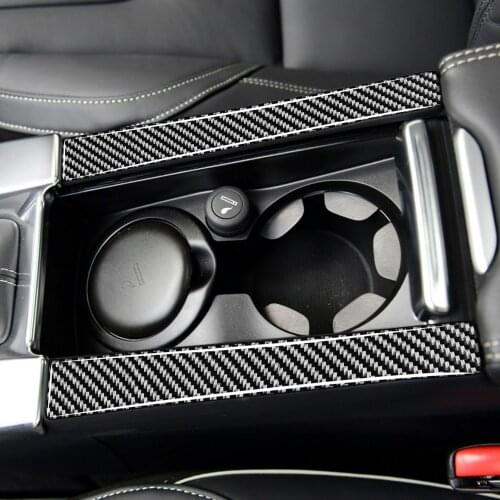 Genuine Carbon Fiber For Volvo V60 2010-2017 S60 2010-2018 Car Water Cup Holder Frame Cover Trim Car Styling Accessories