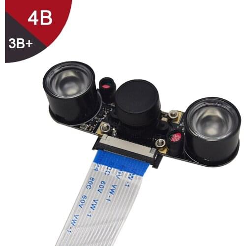 Raspberry Pi 4 Night Vision Fisheye Camera 5MP OV5647 130 Degree Focal Adjustable Camera +case for Raspberry Pi 3 Model B Plus