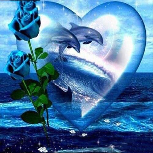Rose,heart,dolphin 5d Diy Diamond Painting Round Diamond Rhinestones Cross Stitch Kit Diamond Embroidery Mosaic Needlework AS935