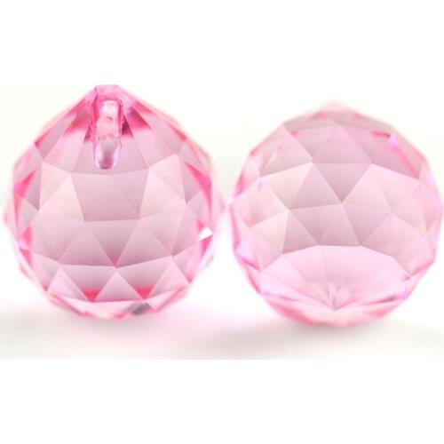 Pink 15mm-40mm Faceted Balls K9 Crystal Chandelier Parts Prism Lighting Part Hanging Pendant Wedding Decoration