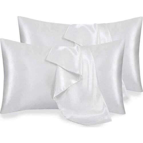 Satin Pillowcase for Hair and Skin Silk Pillowcase White Soft Pillow Cases 4 Pack 20X30 Inches with Envelope Closure