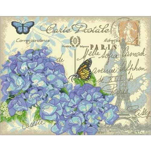 Paris Hydrangea Patterns Counted Cross Stitch 11CT 14CT 18CT DIY Chinese Cross Stitch Kits Embroidery Needlework Sets