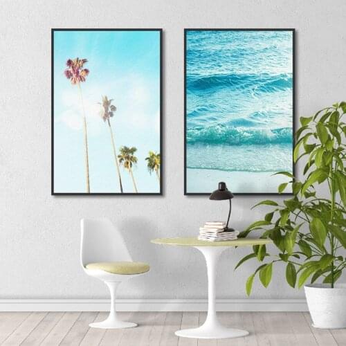 Nordic Palm Surf Scenery Canvas Art Posters Canvas Prints Framed Painting Wall Art Pictures for Living Room Home Decoration