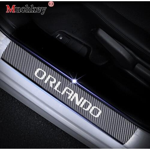 For Chevrolet ORLANDO Door Threshold Stickers Protector Scuff Car Door Sills Door Sill Scuff Plate Car Interior Sticker 4Pcs