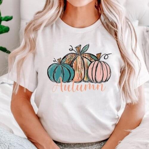 Halloween Letters New Style Trend Thanksgiving Women Fall Autumn T Top Print Cartoon Shirt Female Graphic Casual Tee T-Shirts