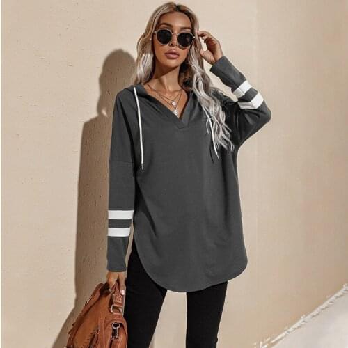 Hoodies Women Spring Autumn Loose V Neck Long Sleeve Sweatshirt Female Vintage Womans Clothing 2021 Casual Tops Oversize Hoody