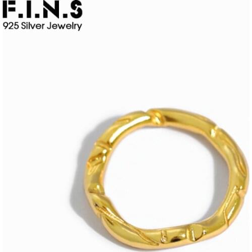 F.I.N.S Korean S925 Sterling Silver Ring Simple Irregular Concave Convex Wave Closed Finger Ring Stackable Slim Fine Women Rings