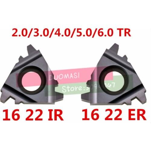 10PCS 16ER 16IR 22ER 22IR 1.5/2.0/2.5/3.0/4/5/6/4.0/5.0/6.0TR Indexable Tungsten Carbide Threading Lathe Inserts Trapen Tool