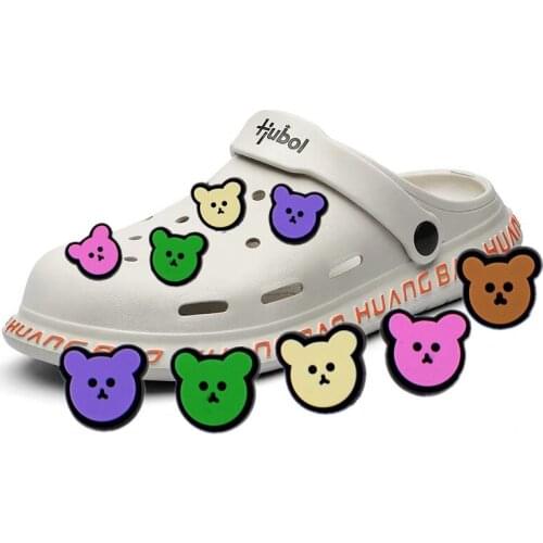 100PCS Wholesale Cabochon PVC Bears Croc Charms Shoe Buckles Accessories DIY Wristband Ornaments Kids Girls X-mas Gift 5 Color