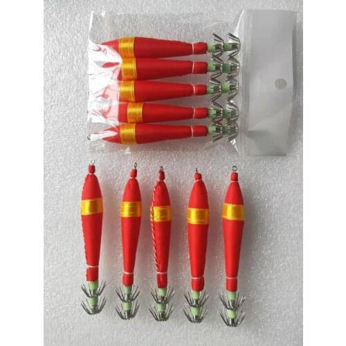 100pcs fishing lure squid jigs ,many colour mixed,glow in dark10cm