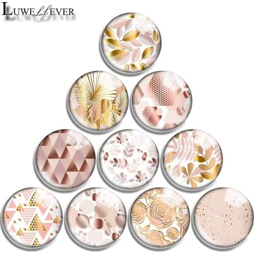 12mm 14mm 16mm 20mm 25mm 30mm 710 Champagne Gold Mix Round Glass Cabochon Jewelry Finding 18mm Snap Button Charm Bracelet