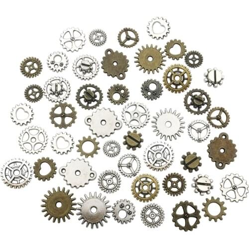 130pcs Mix Skeleton Steampunk Clock Watch Gear Cog Pendant Charms Jewelry Making DIY Steampunk Gear Pendant Charms Wholesale