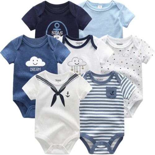 2020 Baby Girl Clothes 7PCS Newbron Cotton Unisex Baby Boy Clothes Short Sleeve Clothing Sets Print Bodysuits Roupa de bebe