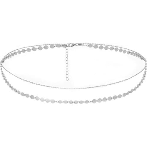 40GC Women Bridal Metal Belly Waist Belt Geometric Discs Sequins Adjustable Body Chain Beach Bikini Evening Dress Jewelry