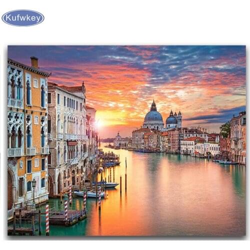 Full Square drill 5D DIY Diamond painting Landscape Venice Town Diamond Embroidery Mosaic Cross Stitch Rhinestone decoration