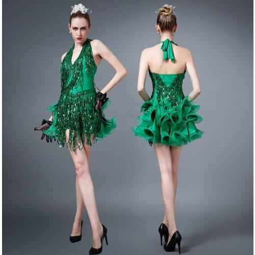 Sequins tassel women latin dance dress latin samba dress samba costume latin salsa dress dance costumes latin ballroom dress