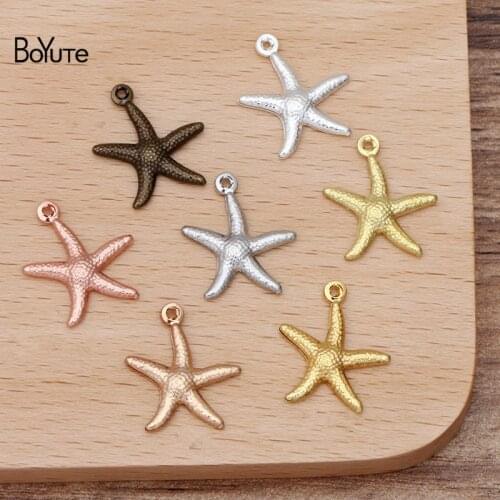 BoYuTe (100 Pieces/Lot) 15*18MM Metal Brass Starfish Charms for Jewelry Making Diy Hand Made Materials Wholesale