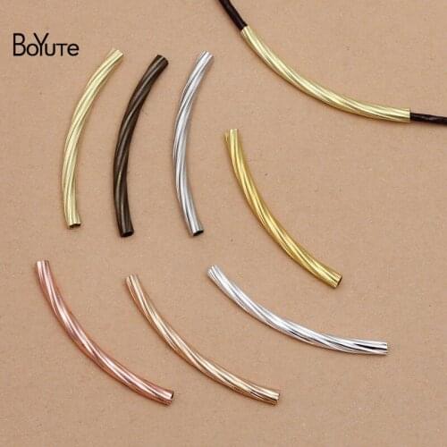 BoYuTe (100 Pieces/Lot) 3*45MM Metal Brass Threaded Tube Materials Hand Made DIY Jewelry Making Accessories