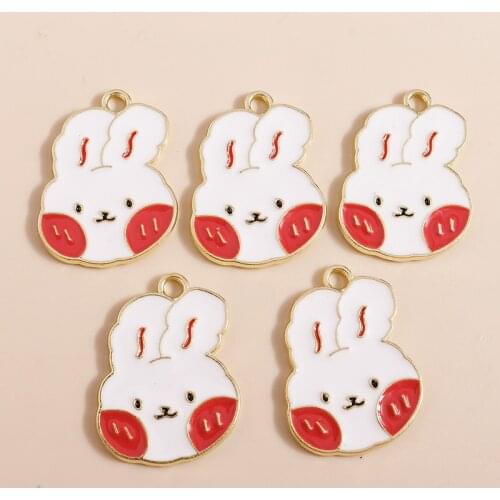 10pcs 17*24mm Gold Color Laughing Shy Rabbit Head Charms Pendants Beads For Necklace Bracelet Earring Jewelry Making Supplies