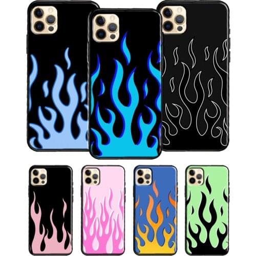Flame Aesthetic Light Blue Fire Pink Case For iPhone SE 2020 X XR XS Max 8 7 Plus 12 Pro Max Case For iPhone 11 Pro Max 12 mini