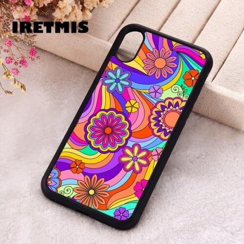 Iretmis 5 5S SE Phone Cover Cases for iPhone 6 6S 7 8 Plus X Xs Max XR 11 12 MINI Pro Silicone Groovy Psychedelic Flower Power