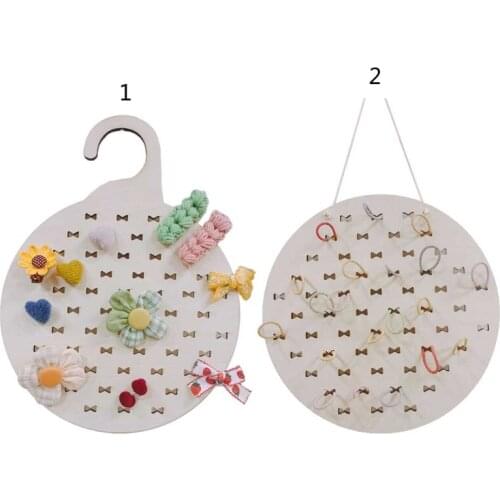 D7YE Nordic Style Wooden Hair Ties Bowknot Holder Ponytail Scrunchies Storage Organizer Hanging Hook Display Stand Hanger