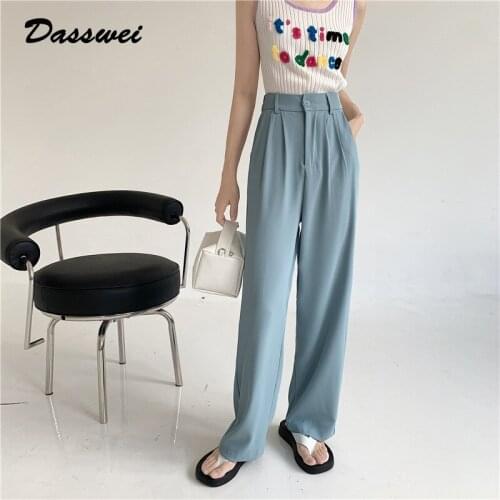 DASSWEI Fashion 2021 Summer Wide Leg Pants For Women Casual High Waist Long Straight Trousers Femme Solid Loose Streetwear Pants